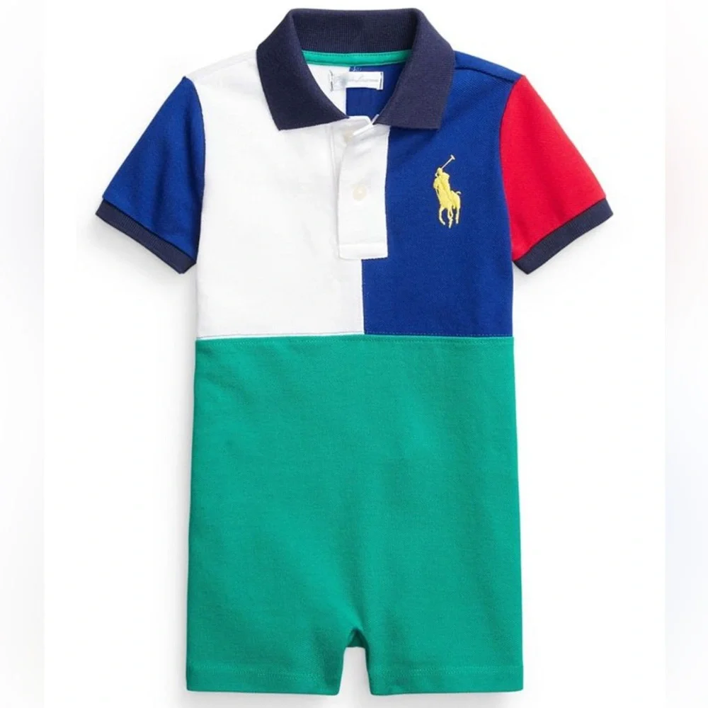 Ralph Lauren Green and White baby bodysuit